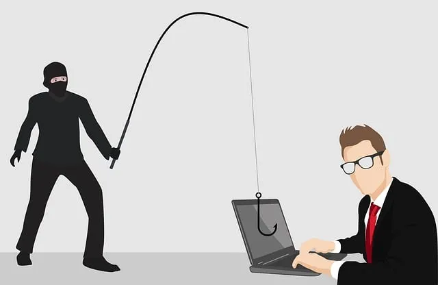 A keyboard and a phishing hook icon — the entry point most attacks rely on.